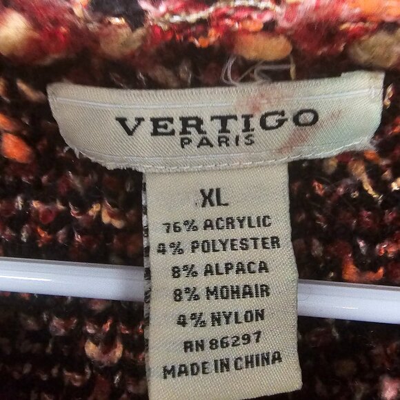 Vertigo Paris Red Marled Hooded Cardigan Retro Hippie Boho Knit XL - Picture 8 of 10